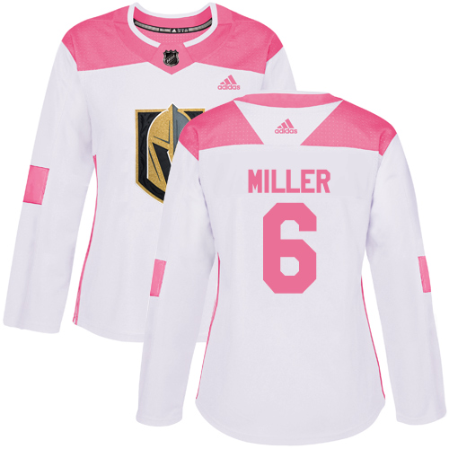 Adidas Golden Knights #6 Colin Miller White/Pink Authentic Fashion Women's Stitched NHL Jersey - Click Image to Close